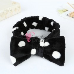 Bentita cu elastic pentru cosmetica ZX004 Buline Negru cu Alb